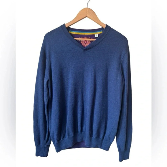 Robert Graham V Neck Wool Sweater Long Sleeve Classic Fit Size XL - Picture 1 of 10